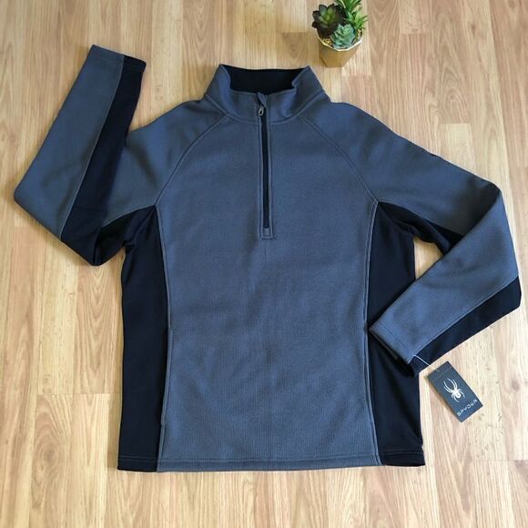 NWT Spyder Constant S16561 Mens Half-Zip Sweater Gray/Black - Picture 2 of 11